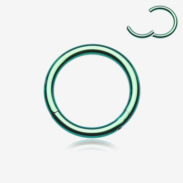 Detail View 1 of Colorline Steel Seamless Hinged Clicker Hoop Ring-Green